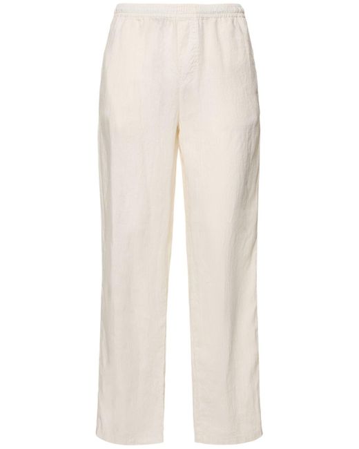 Aspesi White Garment-Dyed Lightweight Linen Pants for men