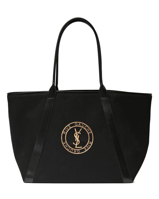 Saint Laurent Black Rive Gauche Cabas Cotton Tote Bag for men