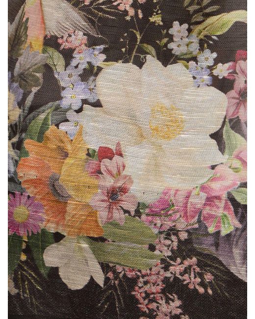 Robe courte en soie et lin imprimé natura Zimmermann en coloris Brown