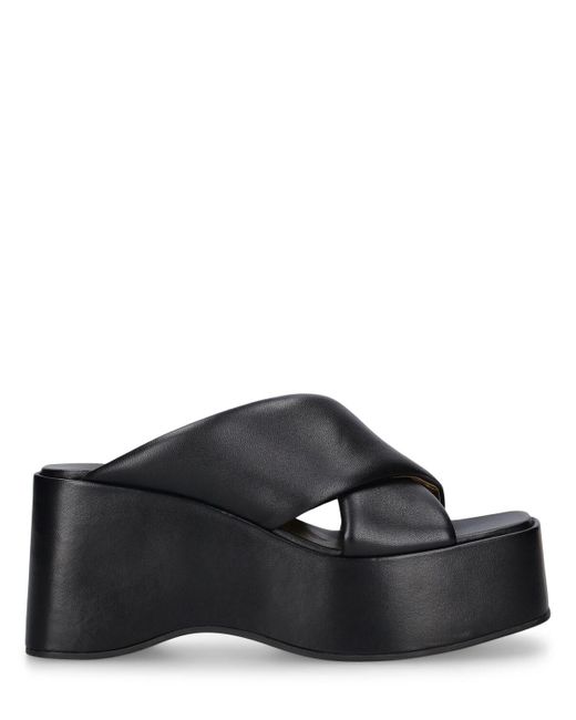 Paris Texas Black 80mm Vicky Leather Wedges