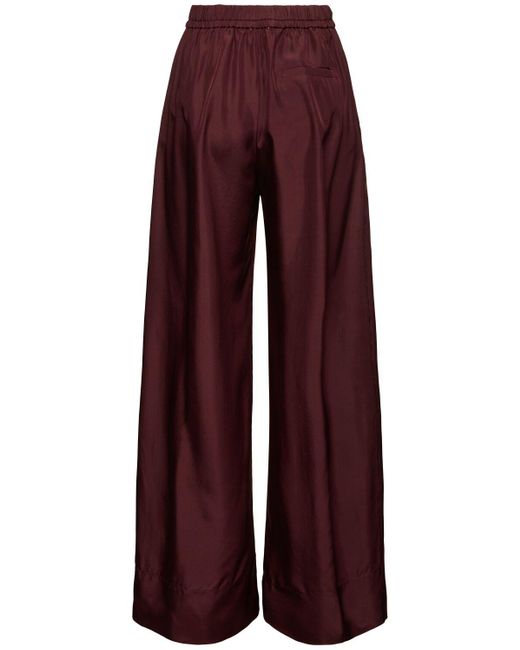 Femme Pantalon À Cordons En Soie Habotai Forte Forte en coloris Red