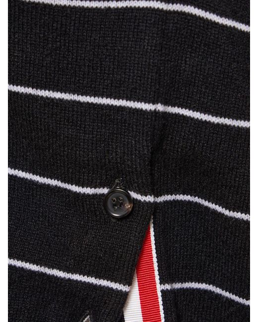 Thom Browne Black Pinstripe Cashmere Knit Cropped Vest