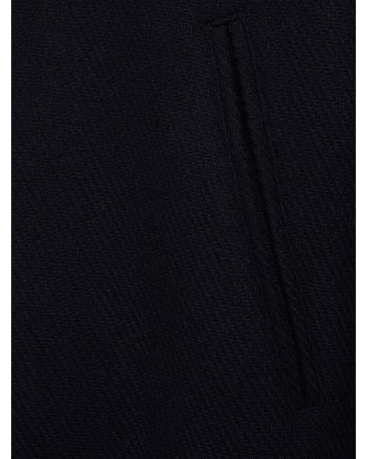 Dolce & Gabbana Blue Wool Logo Plaque Zipped Jacket for men