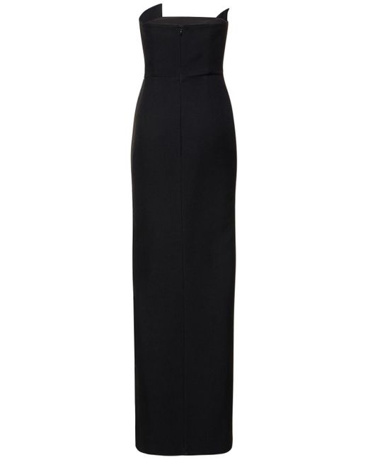 Roland Mouret Black Strapless Silk And Wool Gown