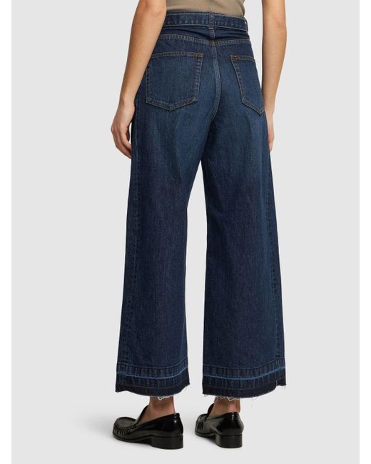 Sacai Blue Belted Mid Rise Denim Wide Jeans