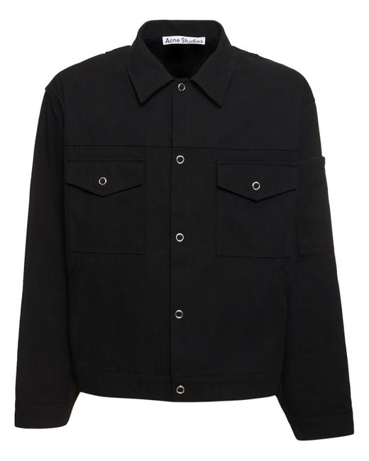 Acne Black Ourle Cotton Blend Twill Overshirt for men