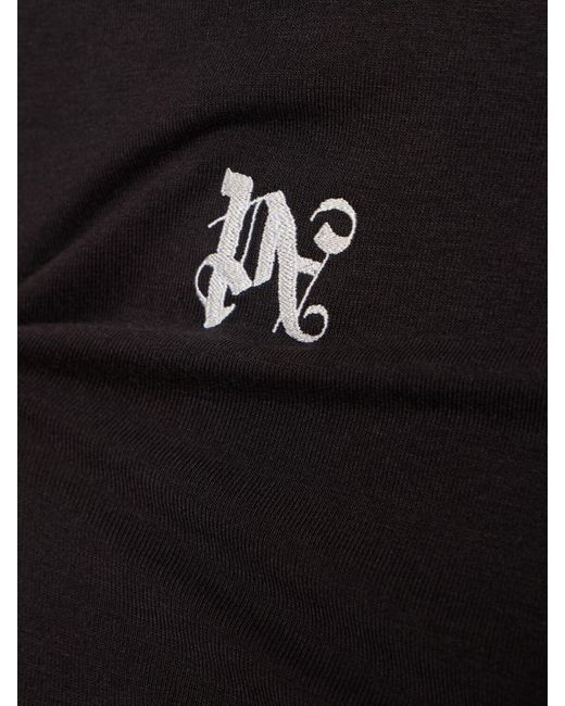 T-shirt in misto cotone monogram pa di Palm Angels in Black