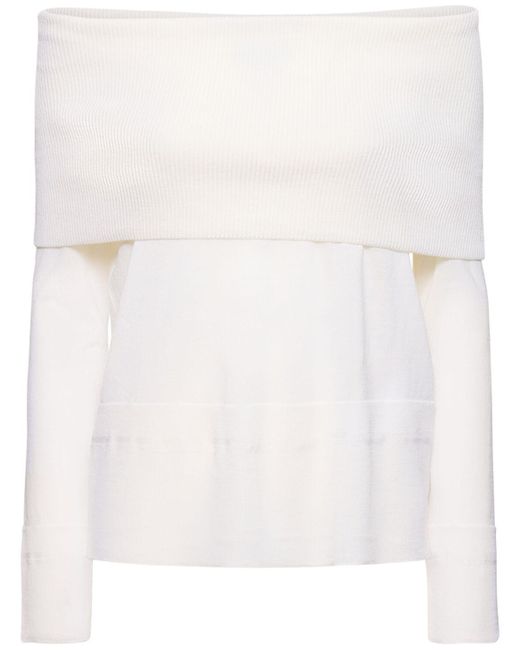 Top de punto de lana con manga larga Max Mara de color White