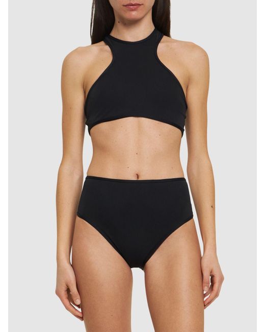 The Attico Black Jersey Halter Neck Cutout Bikini Set