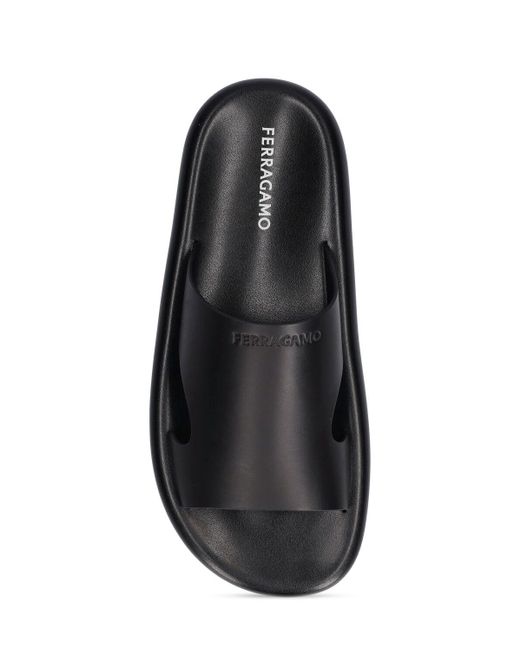 Ferragamo Black Logo Leather Sandals for men