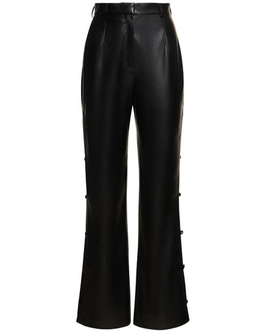 Pantalon droit en simili-cuir felina Nanushka en coloris Black