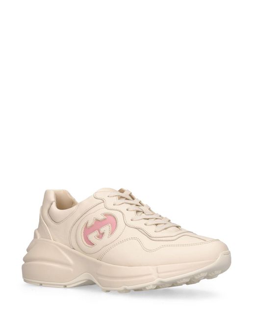 Gucci Pink 72Mm Rhyton Leather Sneakers