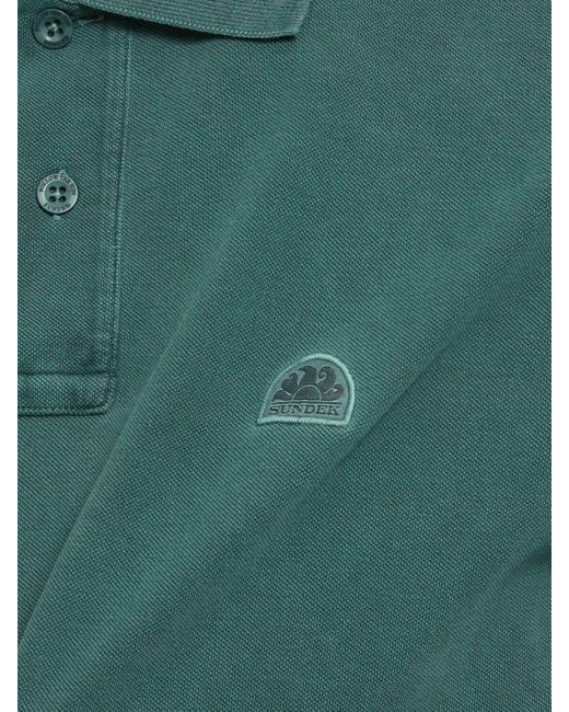 Sundek Green Logo Garment Dyed Cotton Piquet Polo for men