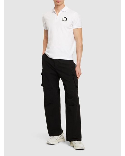 Moncler White Cny Cotton Piquet Polo Shirt for men