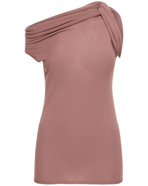 Rick Owens Pink Twisted Jersey Sleeveless Top