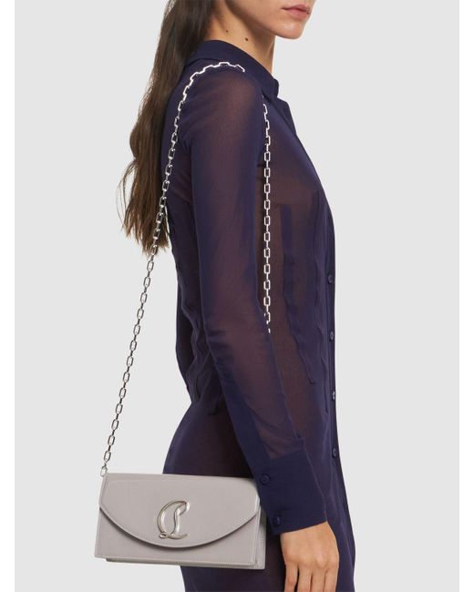 Femme Pochette En Cuir Verni Loubi54 Unique Christian Louboutin en coloris Gray