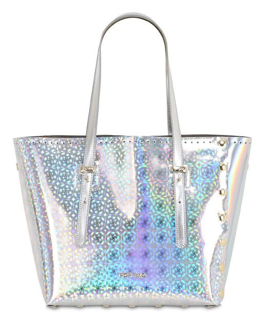 J C JACKYCELINE Medi Holographic Leather Tote Bag in Metallic Lyst