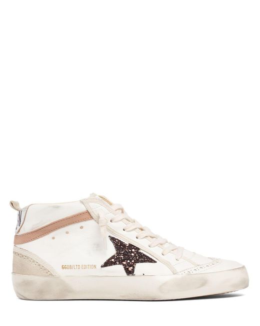 Golden Goose Deluxe Brand Natural 20mm Mid Star Napa Leather Sneakers