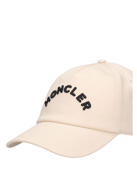 Embroidered logo cotton baseball cap Moncler pour homme en coloris Natural