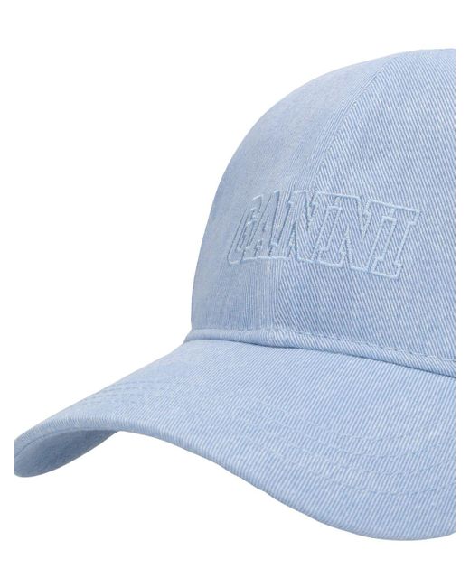 Cappello baseball in denim di Ganni in Blue
