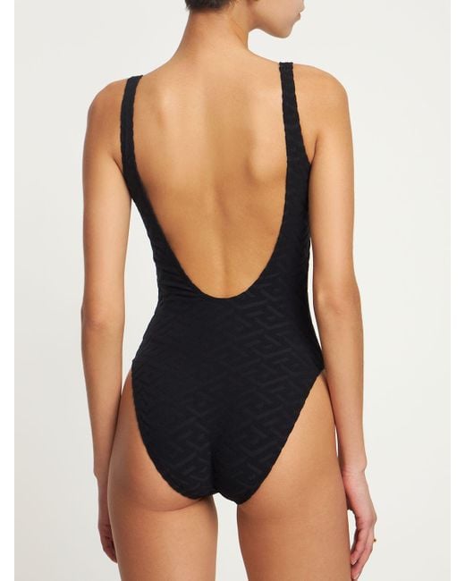 Costume intero in spugna monogram di Versace in Black