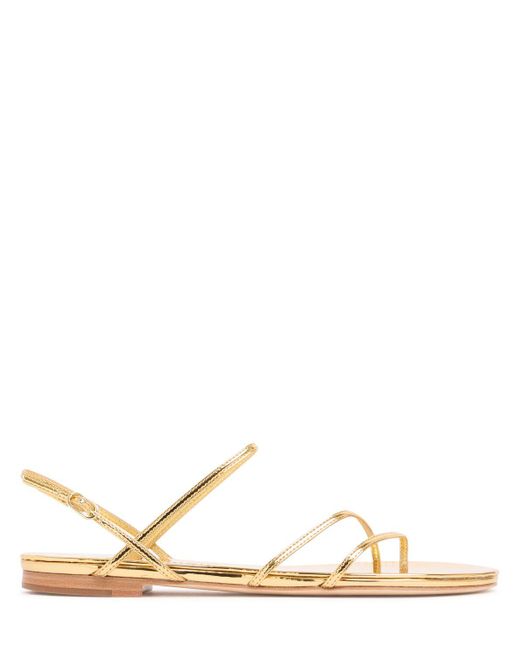 STUDIO AMELIA Natural 10Mm Helix Metallic Leather Flat Sandals