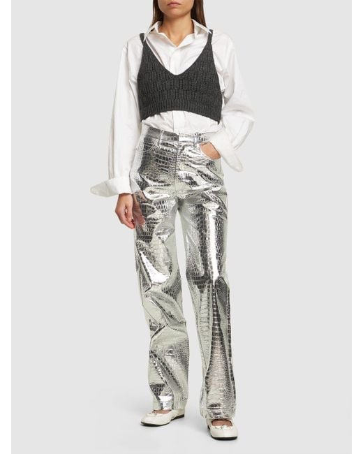 Pantalon en viscose métallisée texturée ROTATE BIRGER CHRISTENSEN en coloris Gray