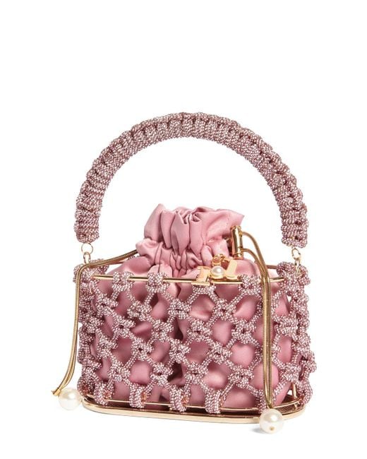 Rosantica Pink Mini Holli Nodi Crystals Top Handle Bag