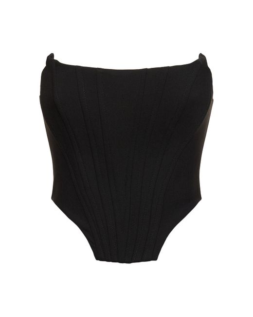 GIUSEPPE DI MORABITO Black Stretch Wool Bustier Top