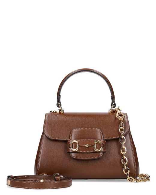 Gucci Brown 1955 Horsebit Leather Top Handle Bag