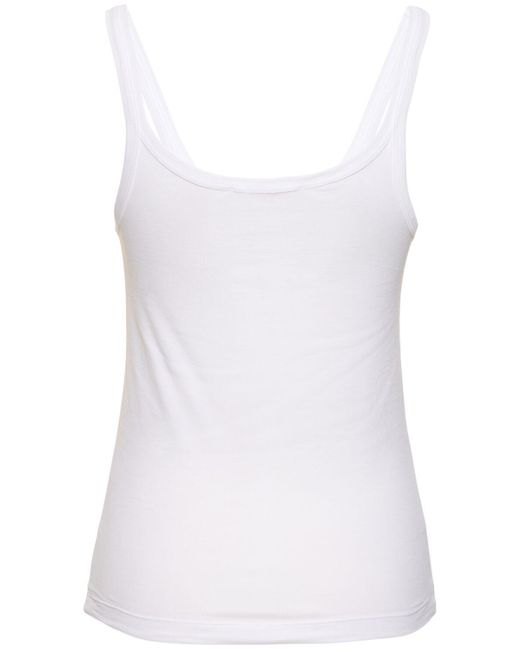 Top in jersey di cotone con logo di Marni in White