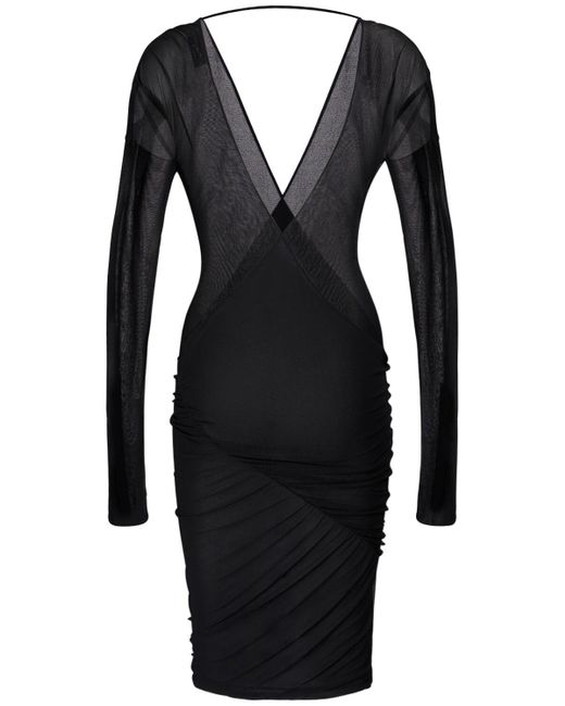 Saint Laurent Black Viscose Midi Cutout Dress