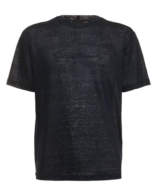 メンズ Giorgio Armani リネンジャージーtシャツ Black