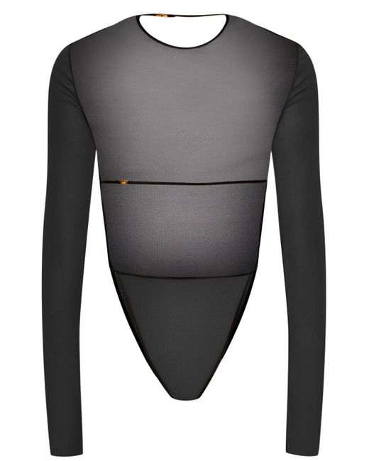 Saint Laurent Black Stretch Silk Bodysuit