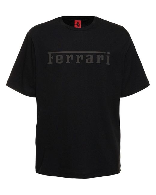 Ferrari T-shirt Aus Baumwolljersey Mit Logodruck in Black für Herren