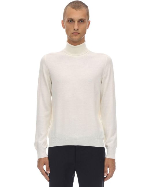 Tagliatore White Wool Knit Sweater for men