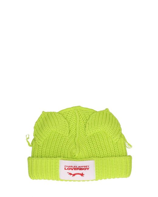 Charles Jeffrey Green Chunky Ears Cotton Beanie for men