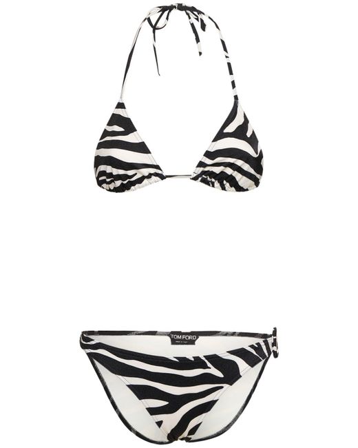 Tom Ford White Printed Triangle Bikini Set