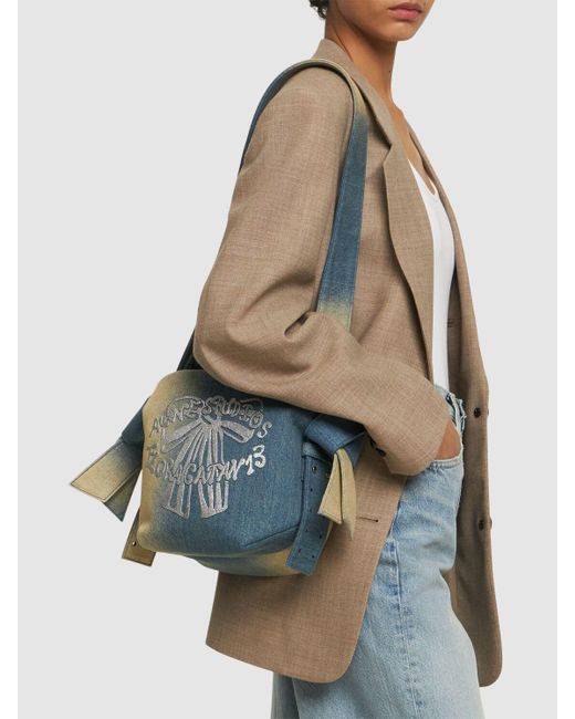 Acne Blue Mini Musubi Bow Denim Top Handle Bag