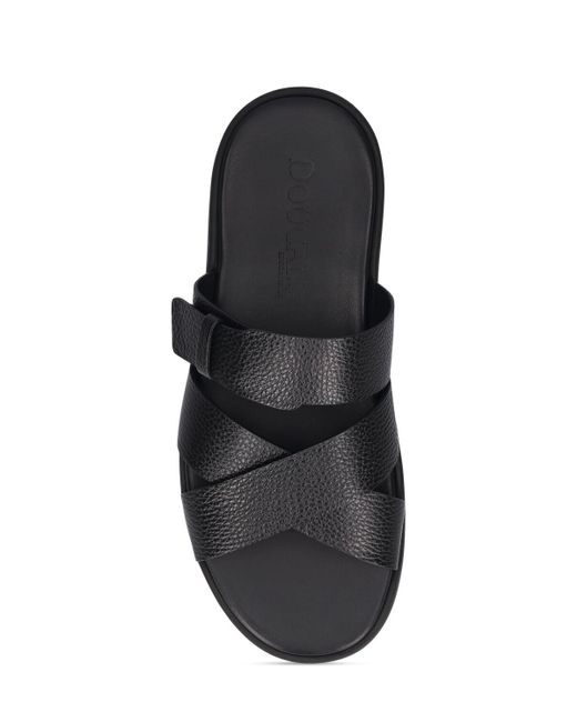 Doucal's Black Tumblet Leather Sandals for men