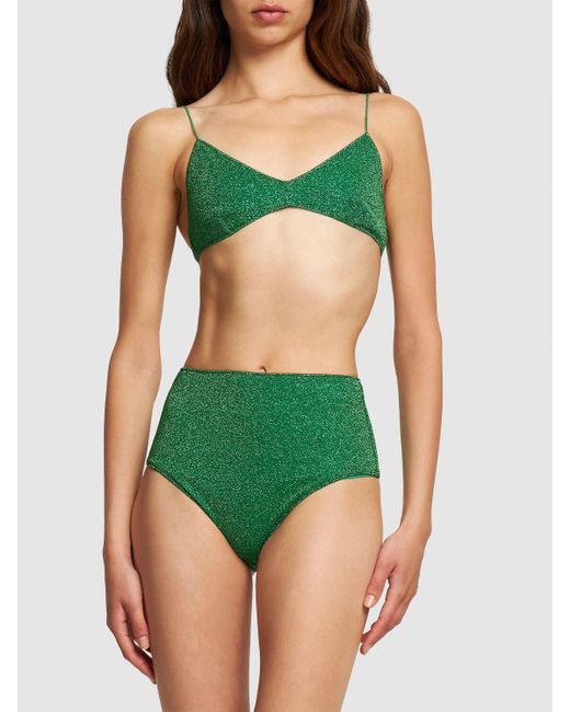 Oséree Lumiere High Rise Lurex Bikini Set in Green | Lyst Canada
