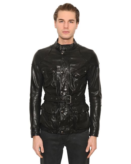 black leather field jacket