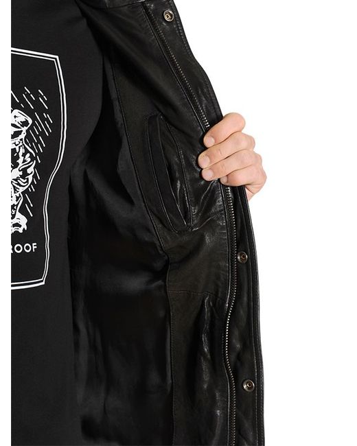 black leather field jacket