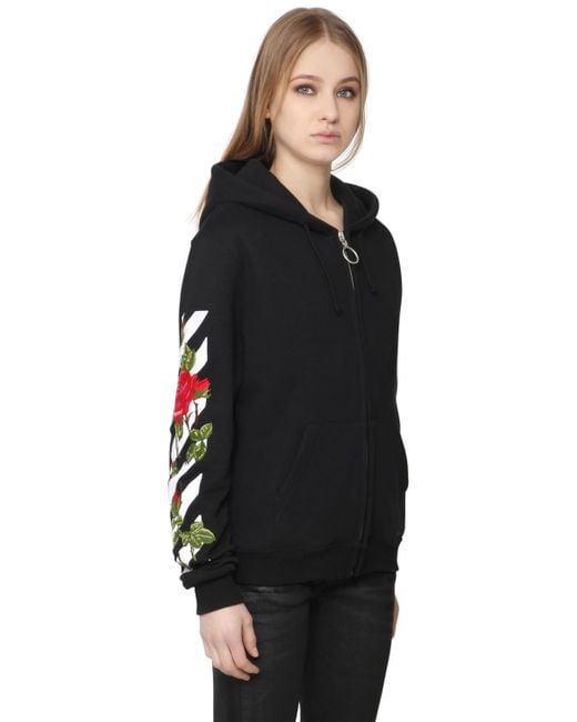 Off White c o Virgil Abloh Rose Embroidery Zip up Cotton