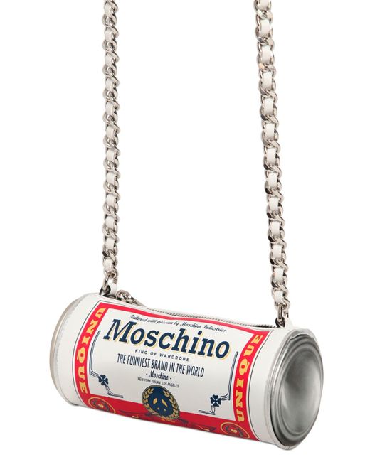 Moschino Blue Beer Can Printed Leather Bag