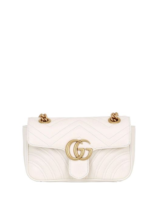 Gucci Mini Gg Marmont 2.0 Leather Shoulder Bag in White | Lyst