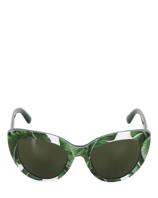Dolce & Gabbana Green Banana Leaf-print Cat-eye Sunglasses