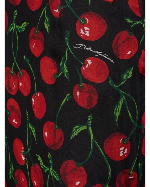 Dolce & Gabbana Purple Donna Cherry Printed Silk Chiffon Gown