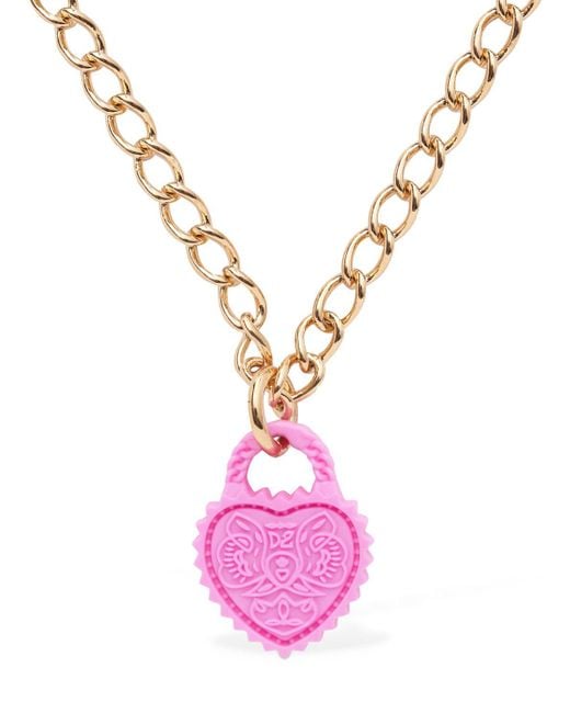 DSquared² Pink Open Your Heart Long Necklace