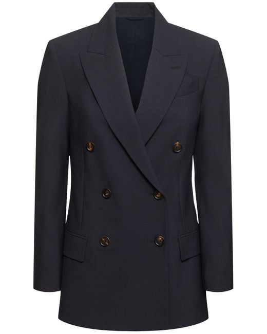 Brunello Cucinelli Blue Doppelreihiges Jackett Aus Wollmischung